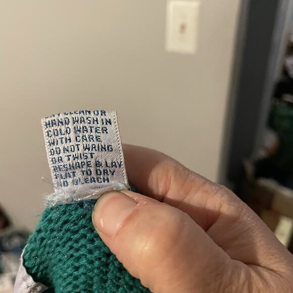 Vintage 80s Green 100% Cotton Harbour Club Sweater Mens Large Square Knit - Picture 7 of 7